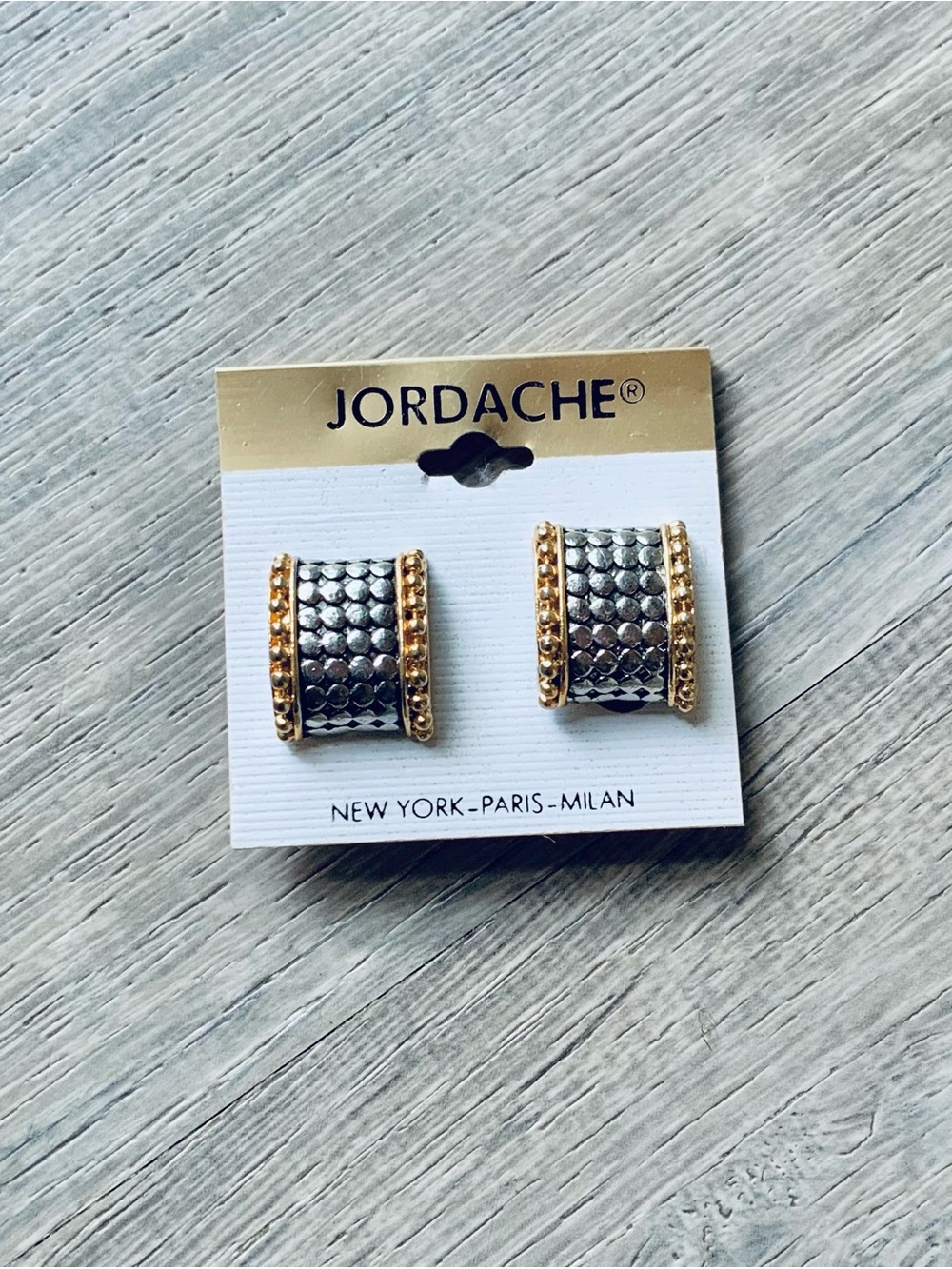 Jordache Two-Tone Textured Hoop Clip Earrings - Gold & Silver